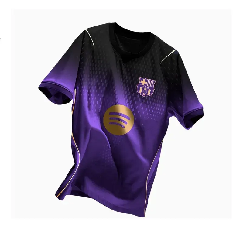 Unisex Black Purple Soccer Jersey Personalized Barce Away Stadium Shirt, 26 27 Away Shirt Football Shirt, Breathable Fan Style