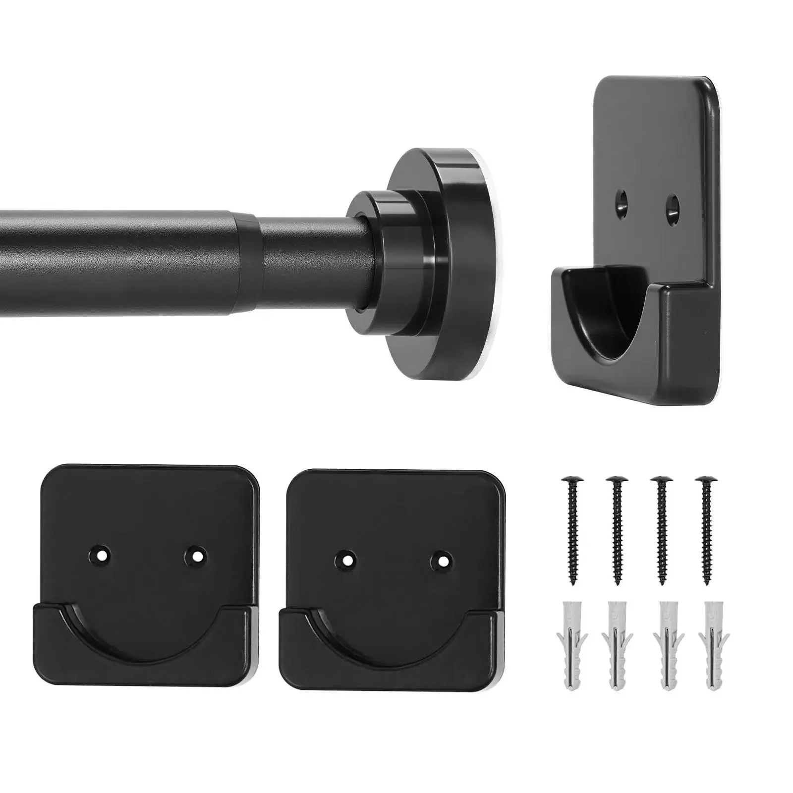 【summerfinds】VEVOR Stainless Steel Shower Curtain Rod, 28-76 in, 1 in Diameter, Adjustable Spring Tension Telescoping Rod with Holders, No Drilling Non-Slip Rubber Wall Mount (Adhesive Tape), Water-Resistant Bathroom Accessory for Bathroom, Closet, Instal