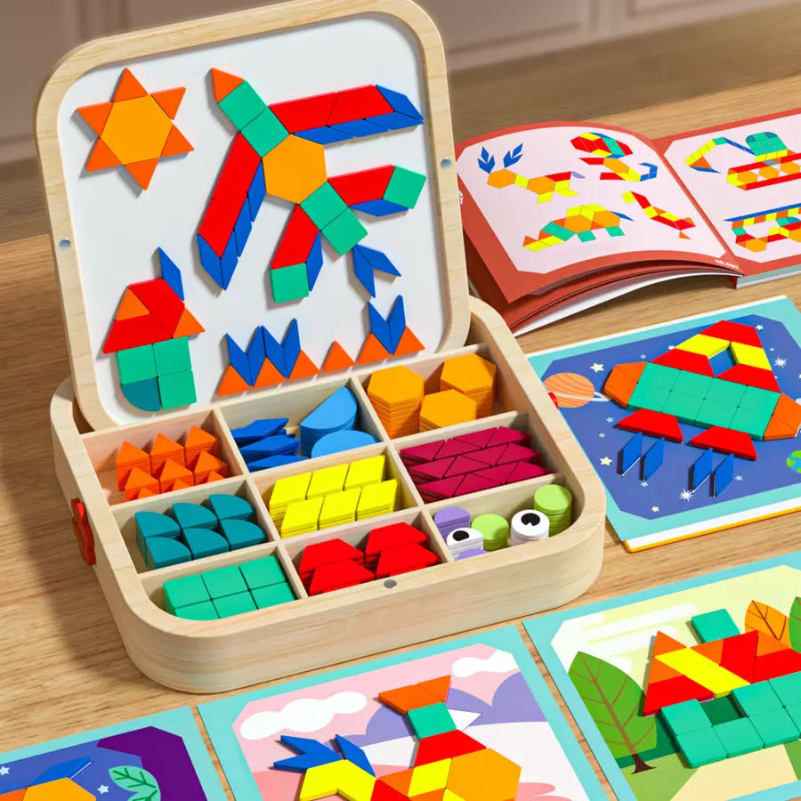 Edutree Creative Magnetic Puzzle, Wooden Jigsaw Geometric Puzzle Toys, Geometric Building Block Puzzle, Shape Cognition & Fine Motor Skills Training, Birthday Halloween Gifts For Boys Girls, Mother's Day