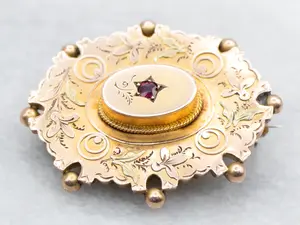 Ornate Victorian Ruby Brooch
