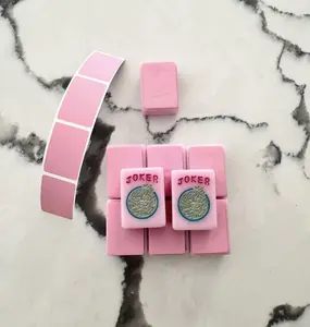9 Hobby Lobby Pink Mahjong Tiles 7 Stickered/Blanks, 2 Real Jokers + 4 Stickers