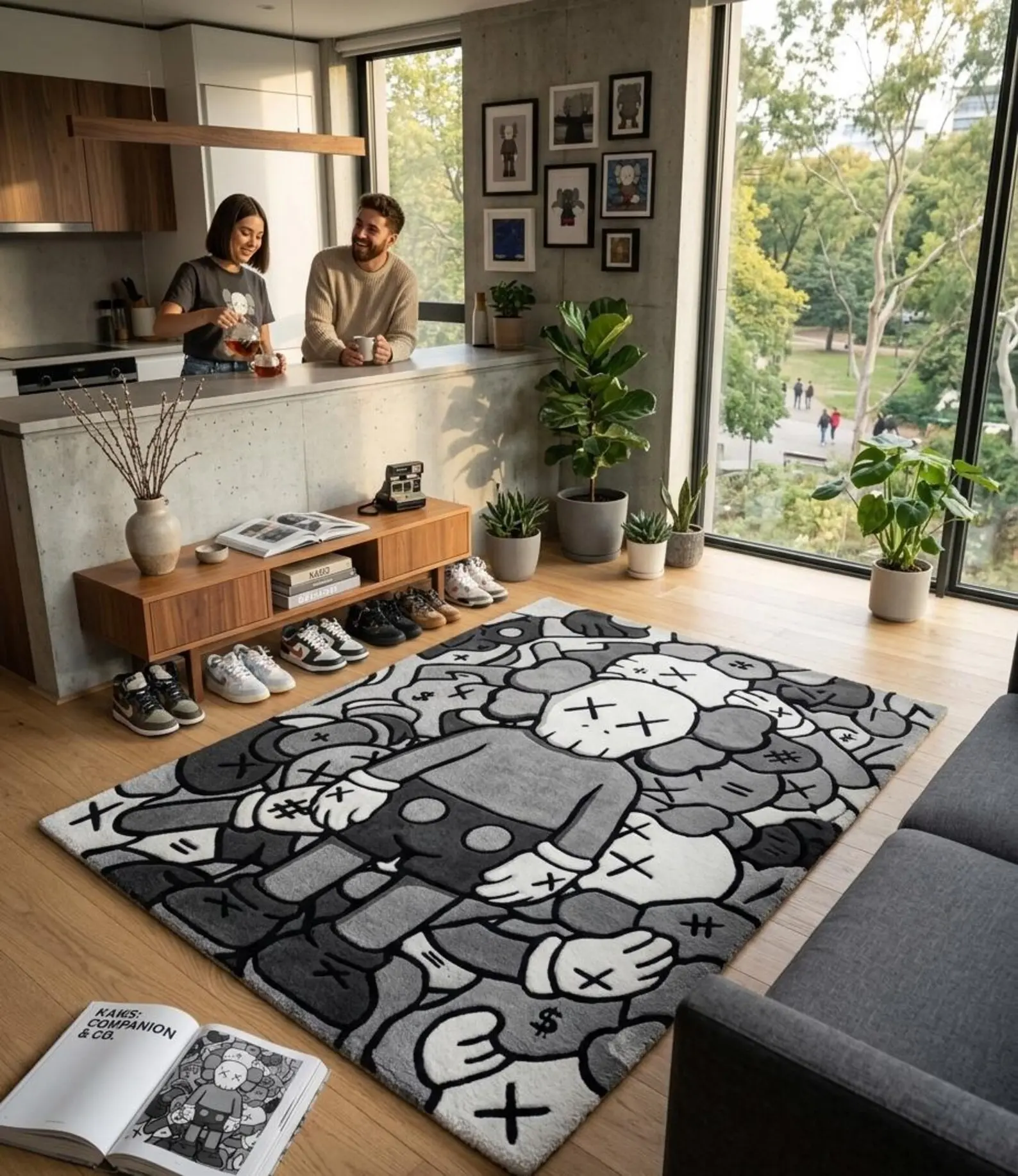 KAWS-Inspired Pop Art Abstract Area Rug, Hypebeast Household Textile Decor KAWS-Inspired Pop Art Abstract Area Rug, Hypebeast Household Textile Decor