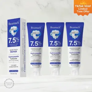 Beamach Hydroxyapatite -3PCS Natural Stain-Removing toothpaste health breath  white nonfluoride  whitening gentle mint  Cavity Protection Teeth Daily Oral