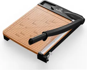 SyntpNovo 12 Inch Heavy Duty Paper Cutter, Wood Guillotine Paper Cutter & Trimmer, 12-16 Sheets Capacity Cutting Board for Classroom, Crafting, Cardstock Black (Black)