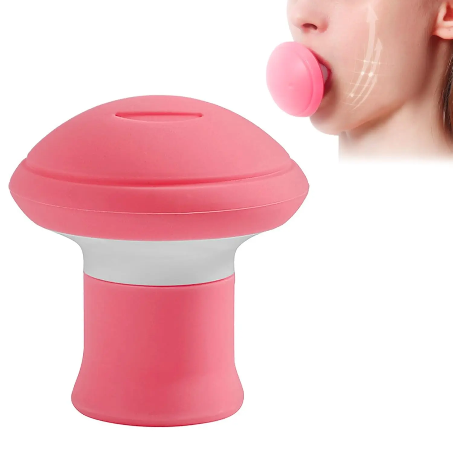 Women's Silicone Face Exerciser - 5D Facial Yoga Device, Non-Invasive Skin Tightening, Double Chin Eliminator, Jawline Shaper, Portable Lightweight Firming Pink Facial Beauty Appliance, Handy