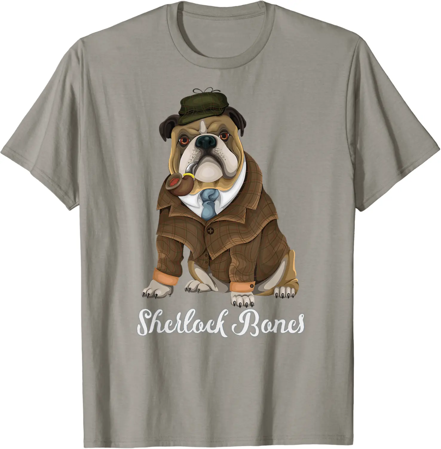 Sherlock Bones Bulldog Dressed Up As Sherlock Holmes T-Shirt - Andrewzhang Shop 82B078MFJFTM