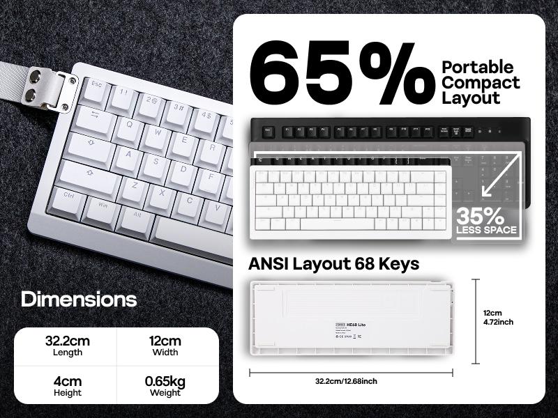 EPOMAKER HE68 Lite 65% ANSI US Layout Tray-Mounted Wired Hall Effect Magnetic Mechanical Keyboard DKS SOCD thocky creamykeyboards Tri-Mode USB-C/BT 5.0/2.4GHz Customizable RGB Backlight for PC/Mac/Linux creamy keyboard TikTokShopJumpstartSale