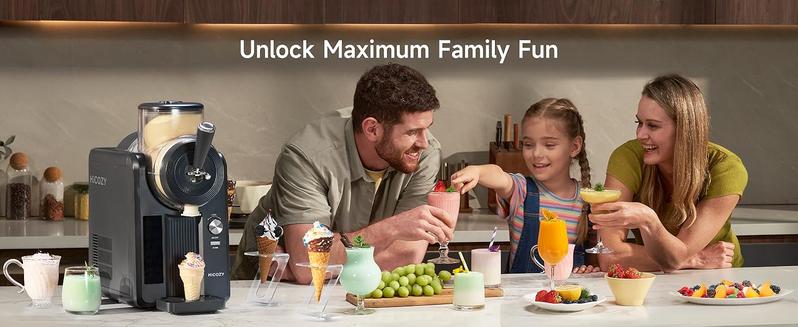 [New Year Gift] HiCOZY F3 Slushie Machine & Ice Cream Maker, Slushy Machine for Home, No Ice Needed, Self-Cleaning, 5 Presets for Soft Ice Cream, Spiked Slushie, Cold Drink, Milk Shake, and More