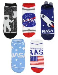 NASA Buzz Aldrin Family Foundation Mens And Womens 5 Pack Ankle Socks