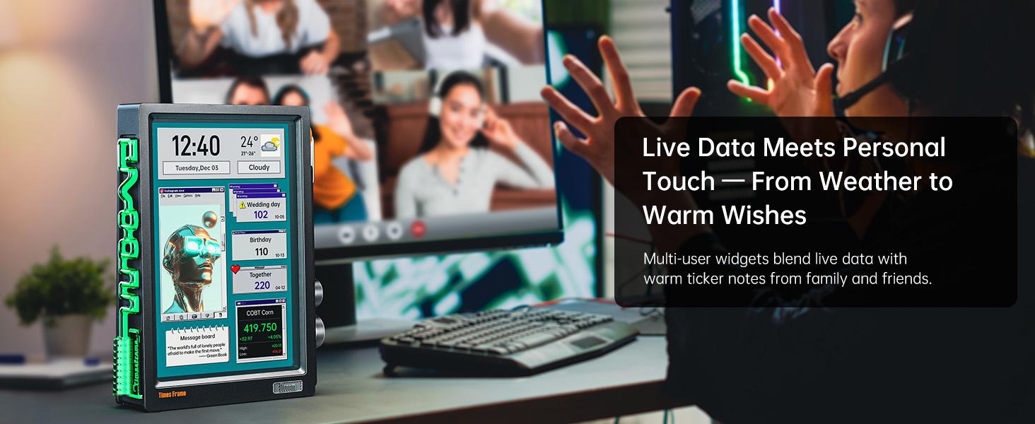 Divoom Times Frame-10.1" Digital Picture Frame Transparent IPS Desktop ornaments Smart Linux OS with RGB Light WiFi 64GB 400+Clock Faces Gift Mode Pixel Art Community Personalized Display