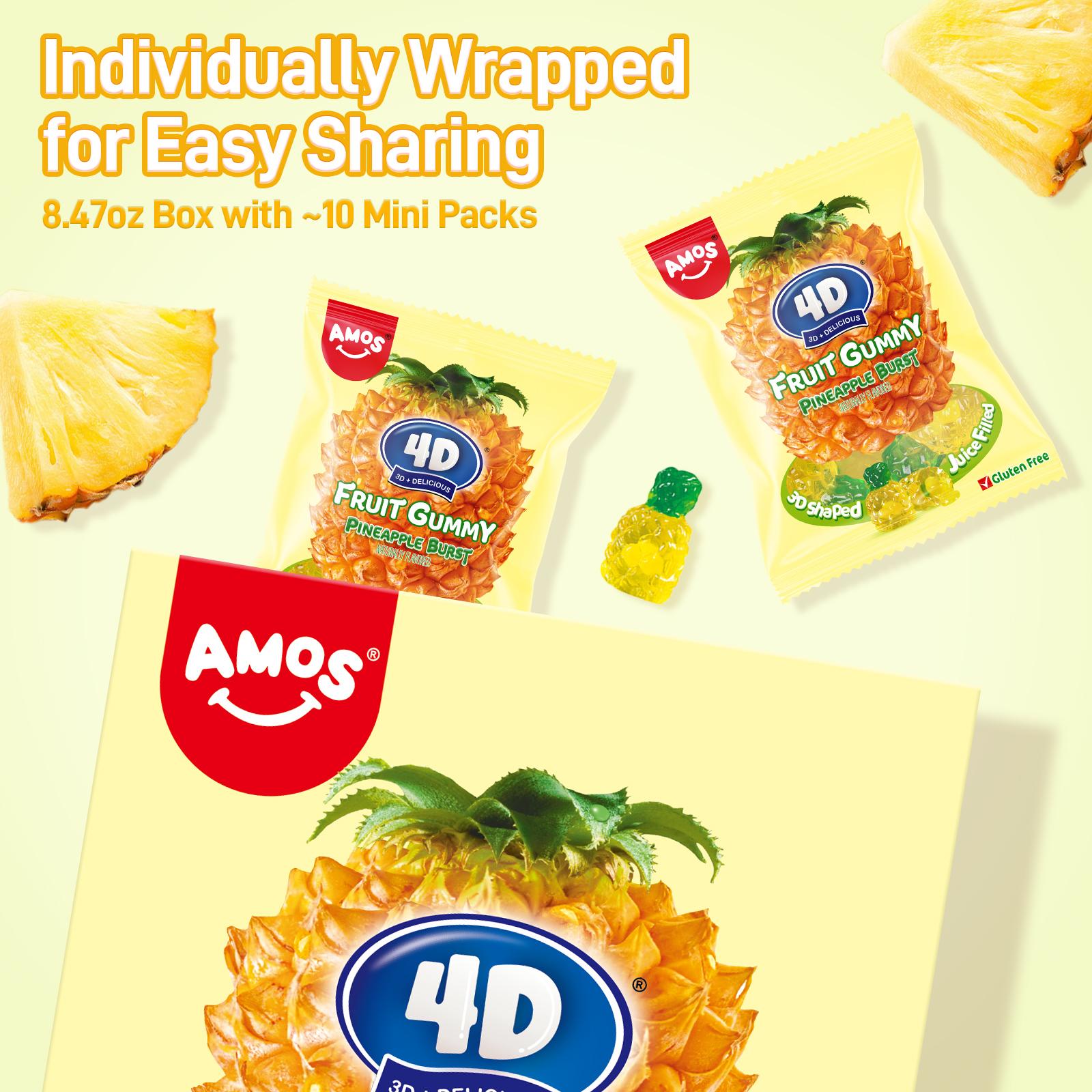 AMOS 4D Fruit Gummy - New Lemon Explosion 240g Bulk Pack Juicy Peach Strawberry Grape Pineapple Lemon Chewy Sweet Candy Fruit Snack Gluten Free Real Juice - Candy AMOS 4D Fruit Gummy - New Lemon Explosion 240g Bulk Pack Juicy Peach Strawberry Grape Pineapple Lemon Chewy Sweet Candy Fruit Snack Gluten Free Real Juice - Candy