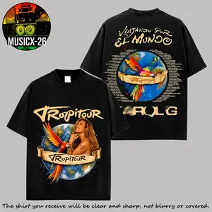 [X-26] Karol G - Tropitour Date 2026 #2 High-Quality 100% Cotton T-Shirt, Viajando Por El Mundo Tour Merch Reggaeton Fan Graphic Tee, Streetwear Graphic Shirt, Gift for La Bichota Fans Vintage Latin Music Collector Tee