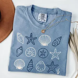 Comfort Colors SeaShell TShirt for Women, Aesthetic Beach T-Shirt, Ocean Lover Summer TShirt, Coastal Style Gift, SeaShell Graphic Tee