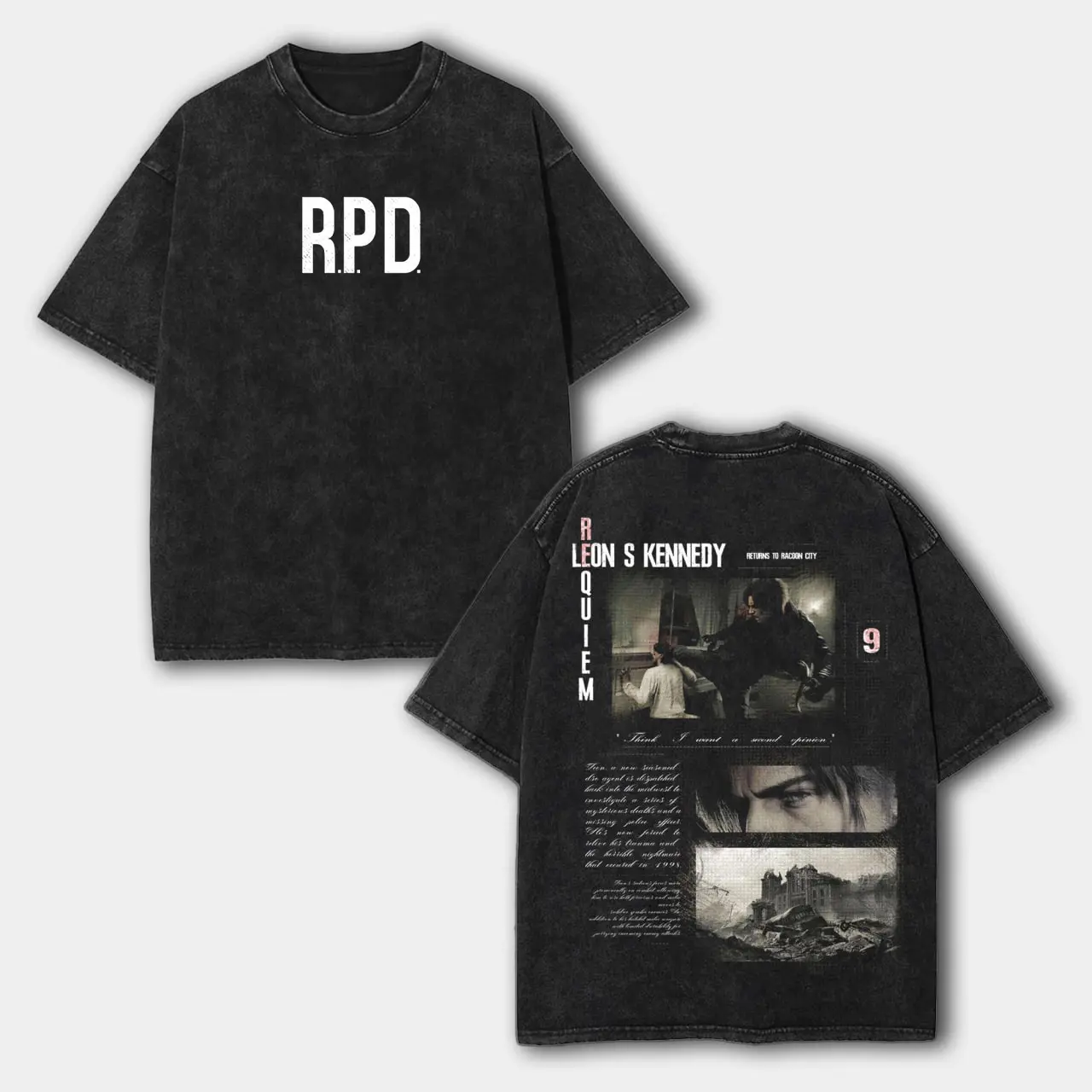 Leon kennedy RE: Requiem, Resident Evil Washed Tshirt, unisex heavyweight cotton t-shirt washed Casual Menswear, Enlist Resist washed T-Shirt, Game Inspired Streetwear tee unisex heavyweight cotton t-shirt, gift for him