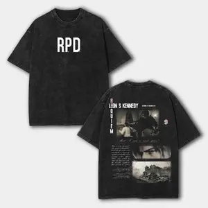 Leon kennedy RE: Requiem, Resident Evil Washed Tshirt, unisex heavyweight cotton t-shirt washed Casual Menswear, Enlist Resist washed T-Shirt, Game Inspired Streetwear tee unisex heavyweight cotton t-shirt, gift for him
