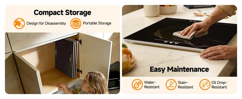FEPPO 2026 Electric Food Warming Tray - 47"x15" Rectangular Kitchen Appliance with Independent Temp-Timer Control, 10 Heat Levels, Tempered Glass, Child Lock, Modern Design for Family Meals, Parties
