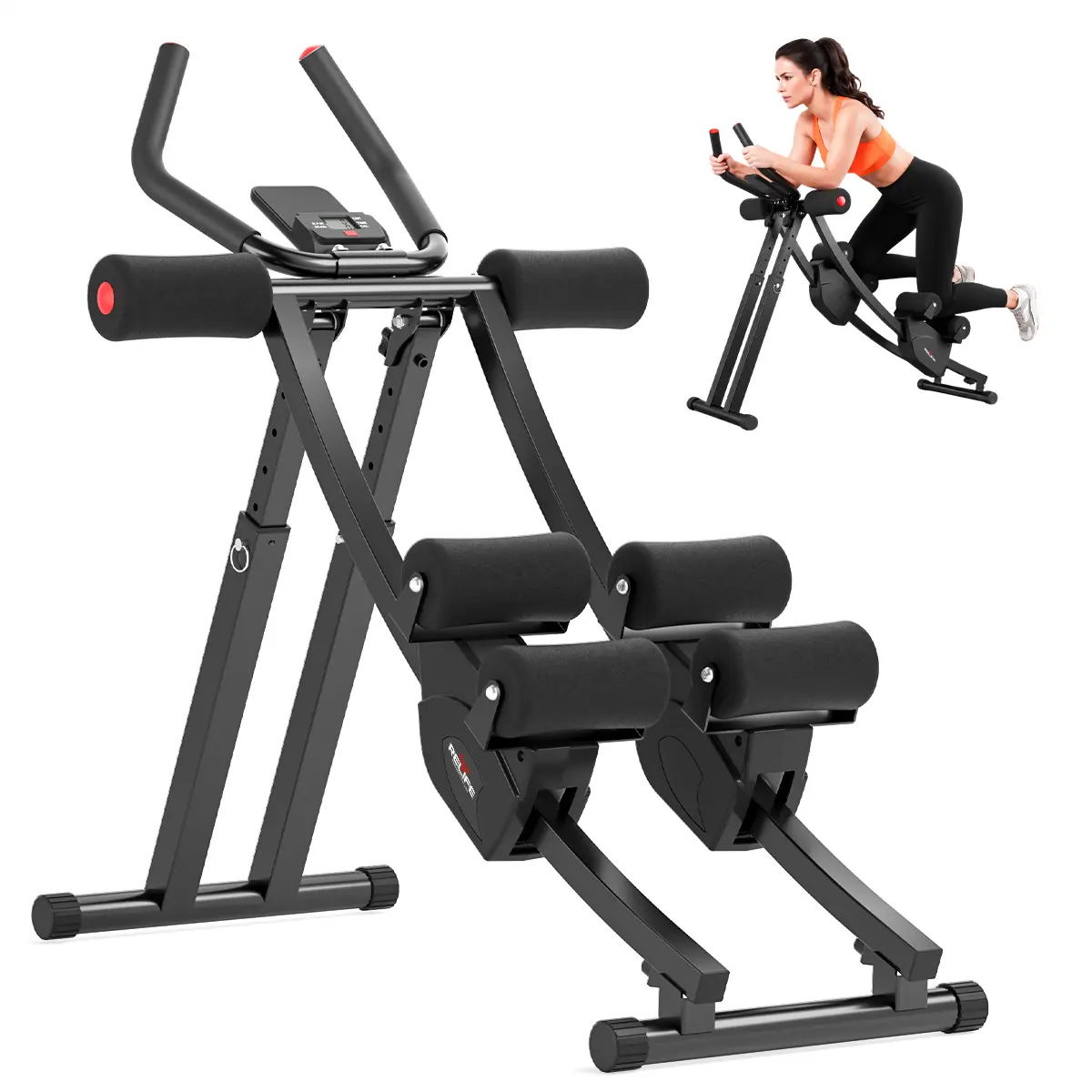 RELIFE Adjustable Ab Machine for Core Workouts, Unisex Foldable Steel Frame Trainer with Independent Dual Tracks & LCD Display for Home Gym, 440 LBS Capacity, Abs, Workouts For Flat Tummy, Exercise Equipment, Home Workout Gear