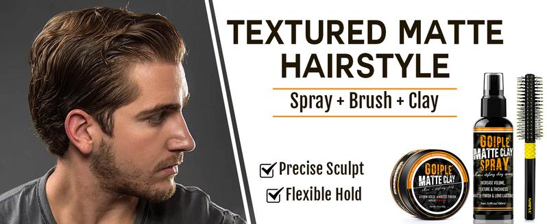 Matte Clay Spray Hair Texturizing & Volumizing Spray- Mens Hair Product Clay Texture Spray Lightweight Clay Hair Spray Incease Volume Brush Gel