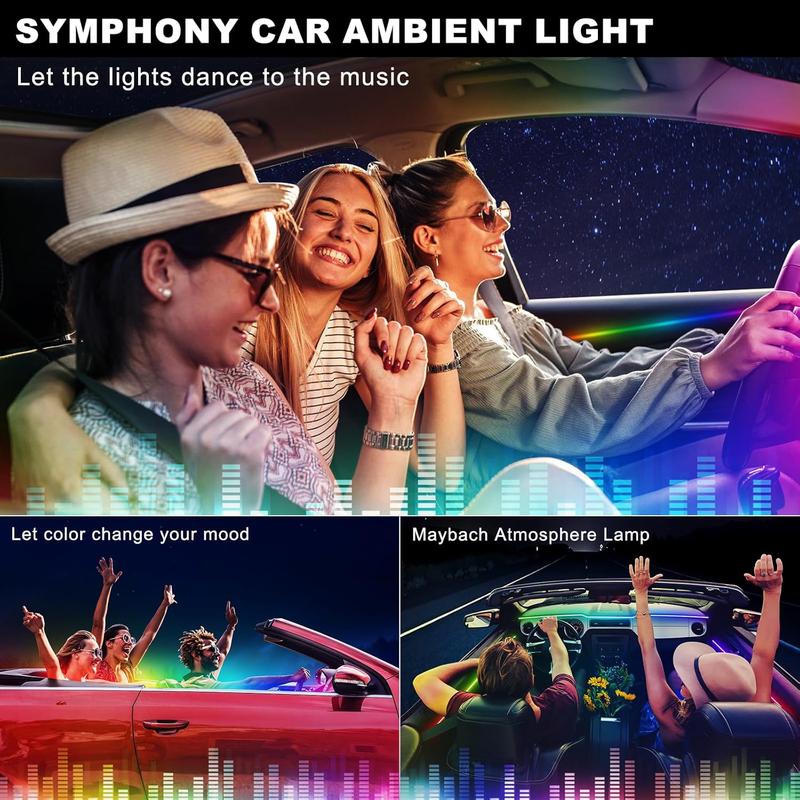 Acrylic Interior Car LED Strip Light with Motion Sensor Switch, 55.1 inches Neon LED Strip Light, RGB Colors Ambient Lighting Kits