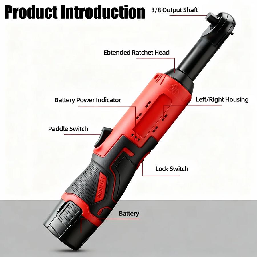 【DealsForYouDays】Electric Right Angle Ratchet Wrench, 1 Count 45NM 3/8'' Ratchet Wrench, Removal Screw Nut Car Repair Tools, Power Tools, Cordless Power Tool Set, Power Tools, Electric Wrenches DealsForYouDays