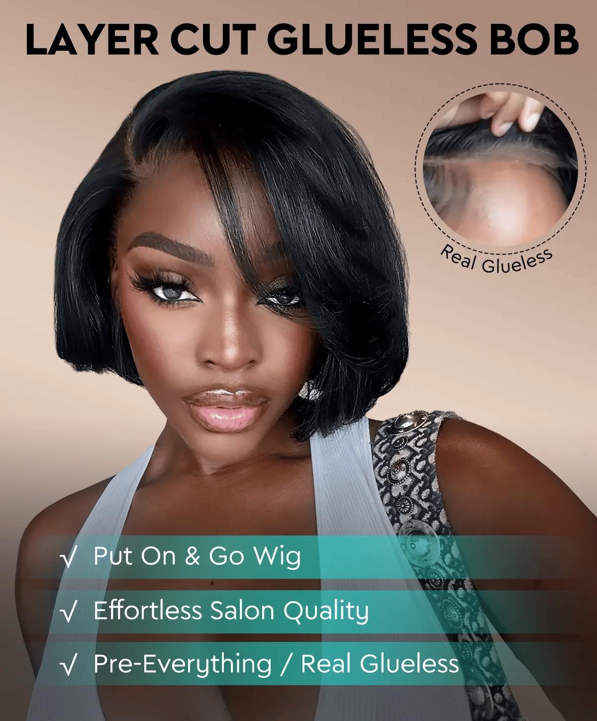 [New Arrival] Yaki Straight Layered Wig 6x4.5 Lace Closure Short Pixie Cut Wig for Black Women Silk Press Human Hair Bob Wig SpringStatements