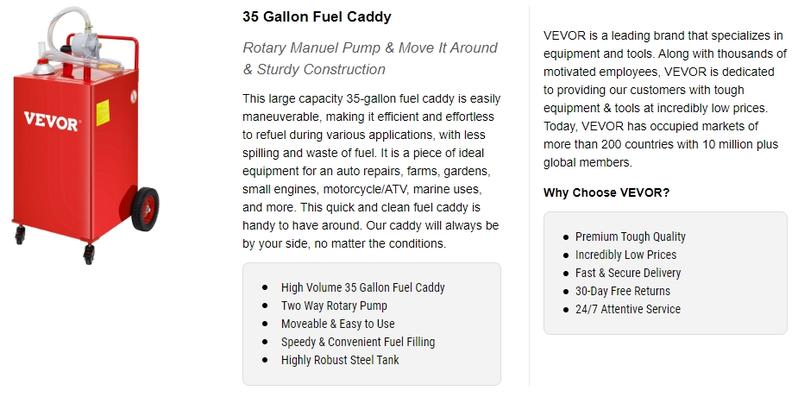 VEVOR Fuel Caddy, TikTokShopBlackFriday, 30/35 Gallon, Gas Storage Tank on 4 Wheels, with Manuel Transfer Pump, Gasoline Diesel Fuel Container for Cars, Lawn Mowers, ATVs, Boats Bottles Organiser