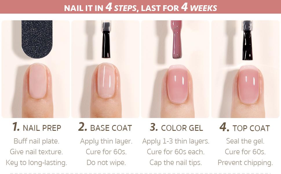 GAOY Pinkish Jelly Nude Pink Gel Nail Polish Set, 6 Transparent Sheer Colors Soak Off UV Light Cure Gel Polish Kit for Salon and Nail Art DIY at Home