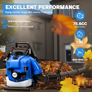 4-Cycle High Power Gas Backpack Leaf Blower,5HP - 75.6CC Engine, 750CFM Tornado-Like Airflow, Adjustable Speed, Ergonomic Design for Effortless Leaves, Snow, and Debris Cleanup