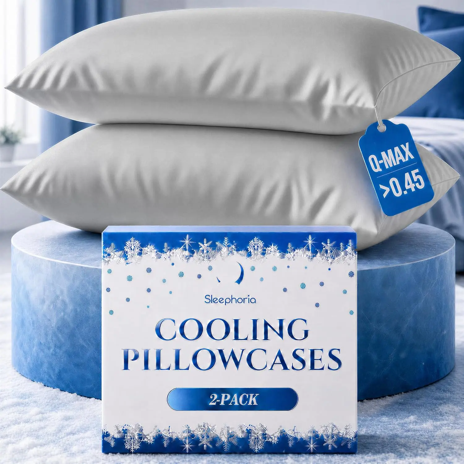 SLEEPHORIA Cooling Pillow Cases, 2-Pack Hypoallergenic Silky Fabric Pillow Case Covers, Robust Durable Zipper, Gentle on Hair & Skin, Ideal for Hot Sleepers, Stays Cool All Night