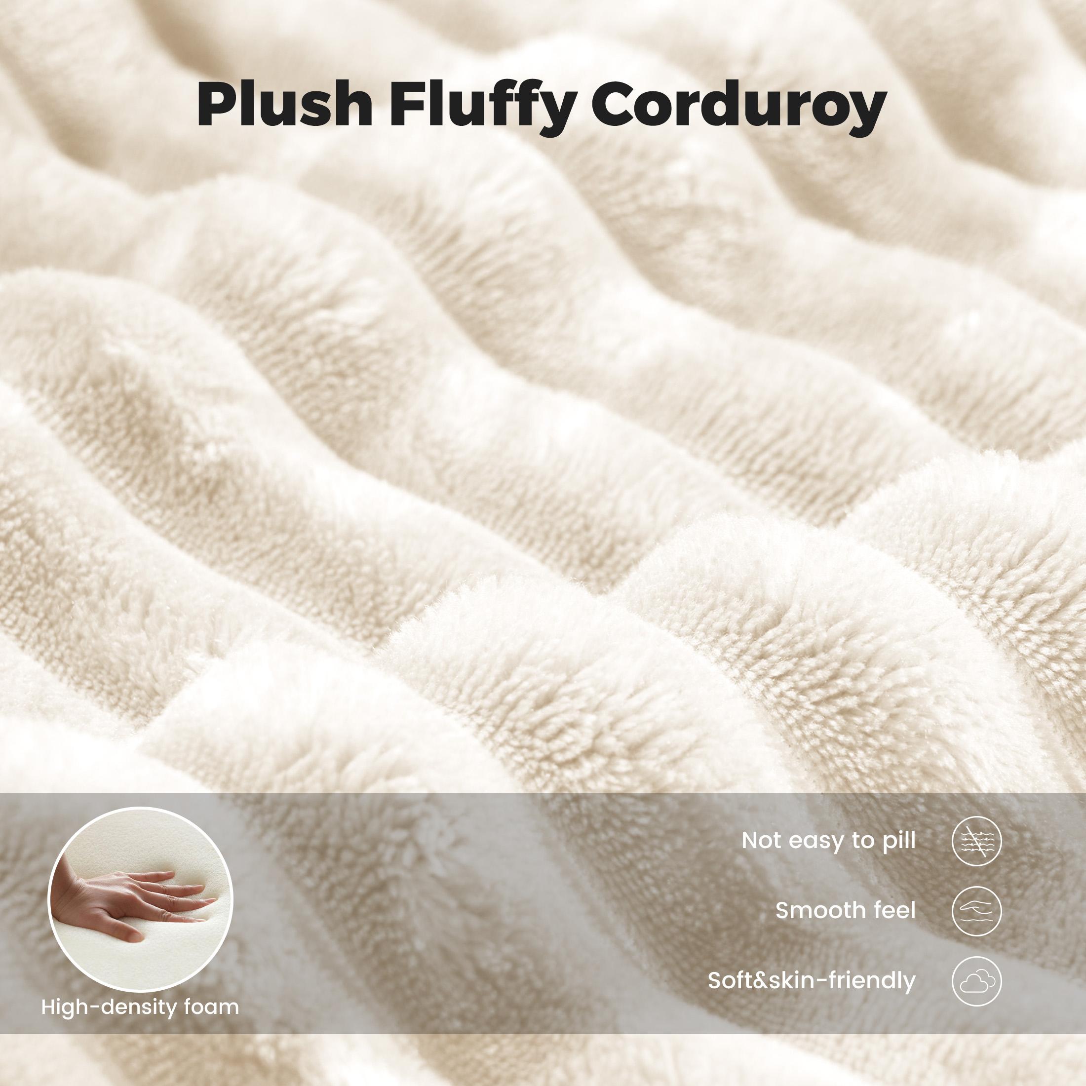 【Shipped in Two Packages】111" L-Shaped Corduroy Modular Sectional Sofa With Chaise, Deep Seat Foam Couch With Removable Pillows, No Assembly