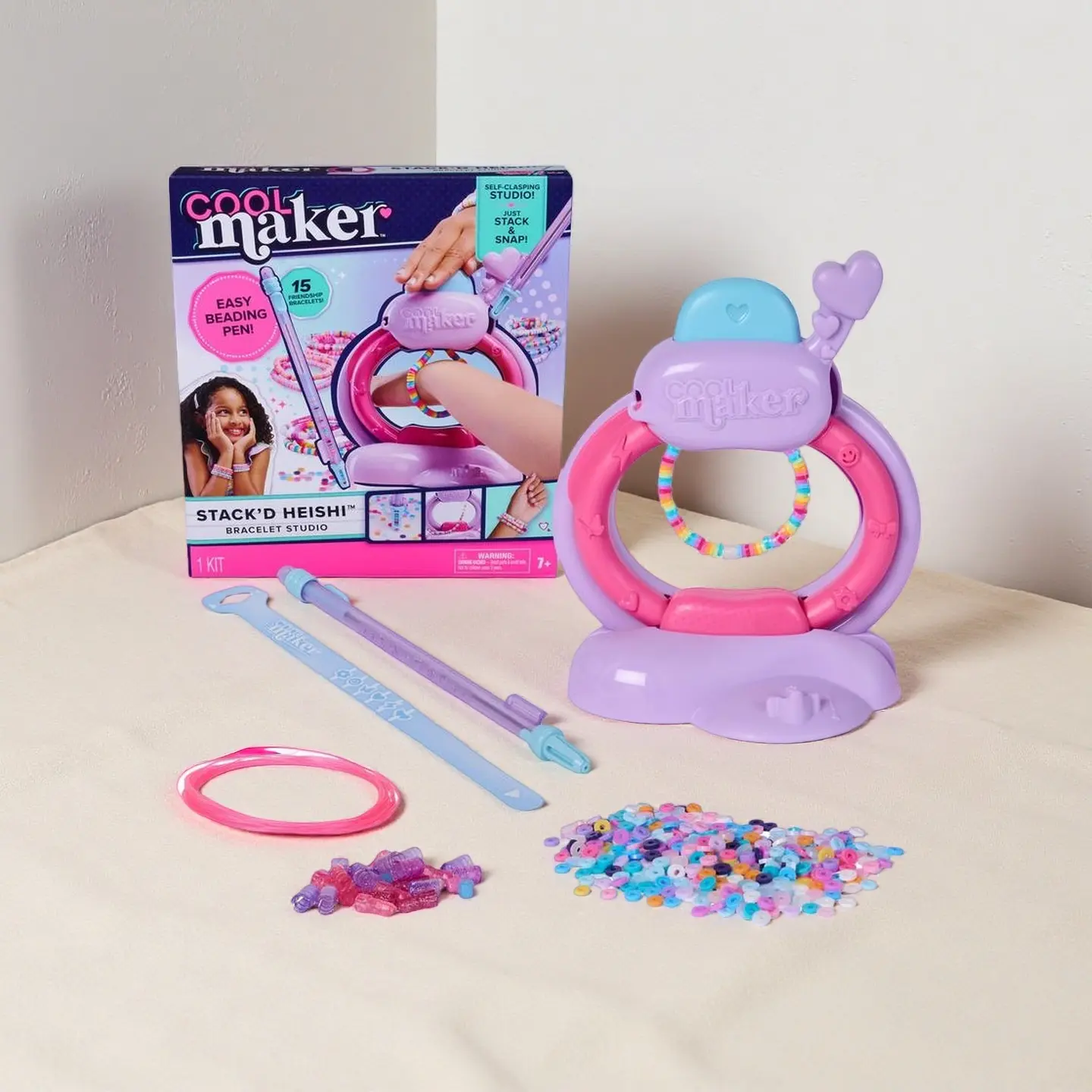 Cool Maker Bracelet Studio DIY Beading Jewelry Kit for Kids Ages 7+ with 1220 Pieces, 10 Feature Pieces, Bead Mix for 15 Friendship Bracelets