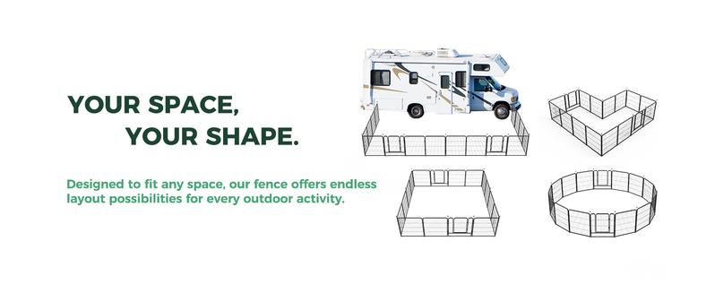 FXW Instant Unleashed Dog Playpen, Portable Pet Fence for Outdoor, RV Trips, and Camping, 24"/32"/40"/45" Height, 8/16 Panels for Small/Medium/Large Dogs