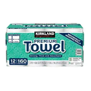 Kirkland Signature Paper Towels, 2-Ply, 160 Sheets, 12 Individually Wrapped Roll