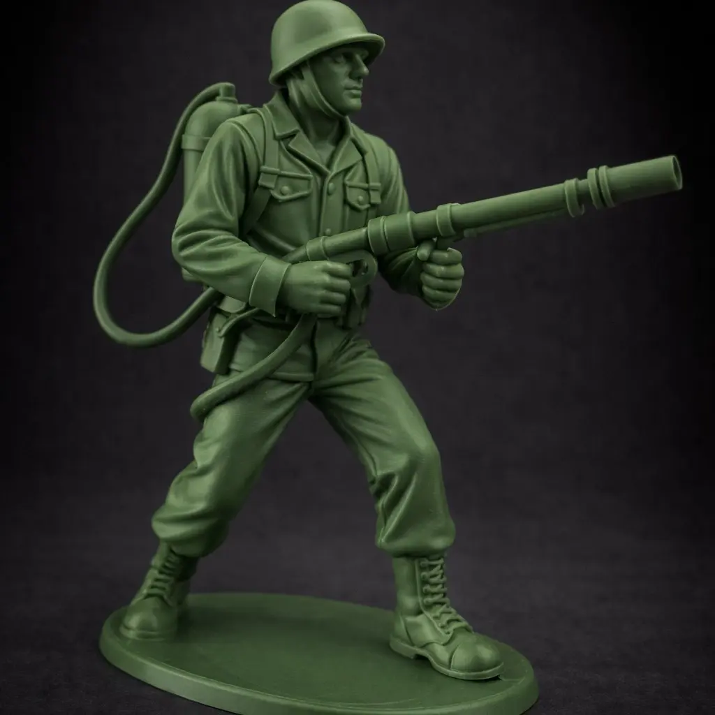 Flamethrower XL Soldier Figurine – Tall Army Man Statue