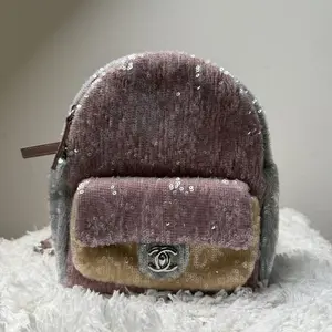 Pre-owned CHANEL LambSkin Backpacks Preowned Sequin Waterfall Mini Backpack