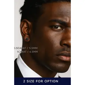 Black Moissanite Diamond Solitaire Round Stud Earrings 5.5-7.5MM