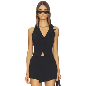 Good American Luxe Suiting Halter Vest in Black001