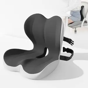 2026 New Upgraded Non-Slip Memory Foam Seat Cushion with Lumbar Support for Back Pressure Relief Office Chair Car Seat Sciatica Pad Adjustable Strap for Desk Gaming Chair