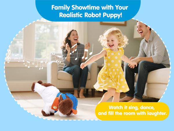 hahaland Interactive Plush Robot Puppy Toy for Kids Voice-Controlled Talking Dog with 12 Commands Singing Dancing Emotional Support Pet Gift for Boys Girls Ages 3+ Cute Valentine's Day Easter Gift for Kids