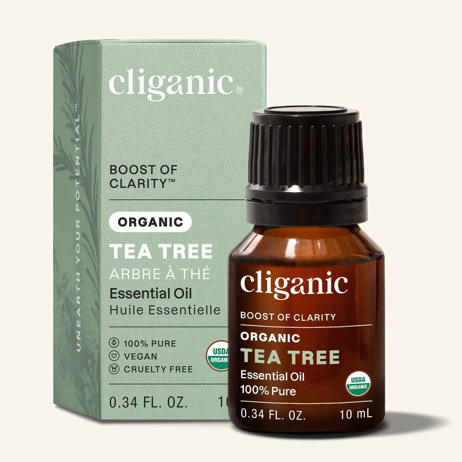Cliganic Essential Oil Organic Tea Tree 100% Pure & Natural Essential Oil USDA Certified Non-GMO Verified Vegan & Cruelty-Free for Aromatherapy Diffuser Skin Hair & Nails