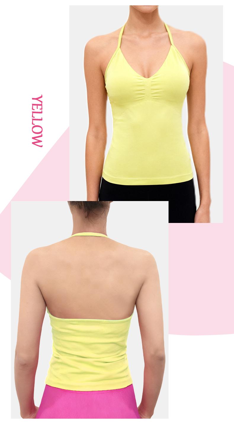 SUNVADUN B377 Sportswear Top Lace-Up Sleeveless Yoga Vest V-Neck Stretch Vest Crop Top for Women Fitness Vest Open Back Athletic Minimalistic Activewear Gym Apparel with Removable Cup Moisture Wicking Quick-Drying High Elasticity