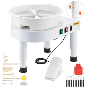 【fathersdaygift】VEVOR Pottery Wheel 11 in Ceramic Wheel Machine 60-300 RPM Speed Adjustable White
