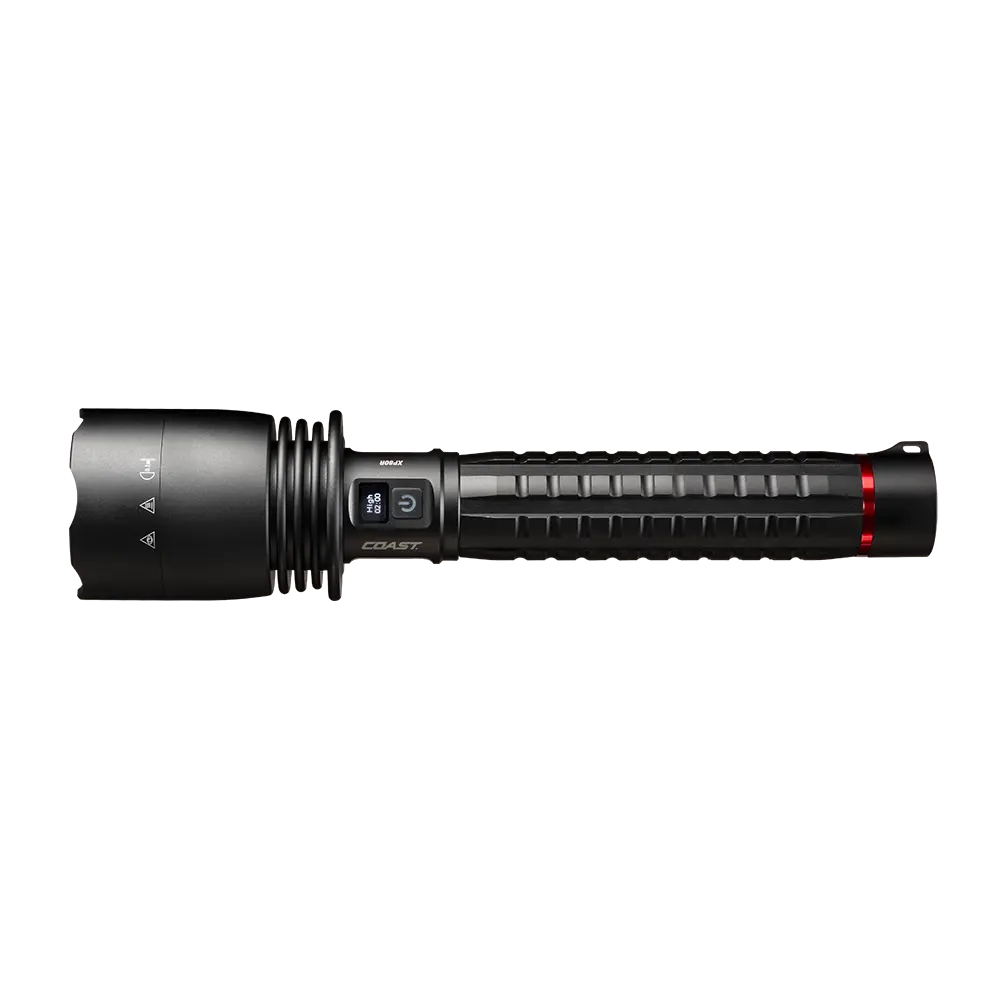 COAST XP80R 15000 Lumen Rechargeable Dual-Power LED Flashlight with POWERiQ Real-TIME Display, 5 Light Modes, Ultra View Flood Beam, Push/Pull Focus