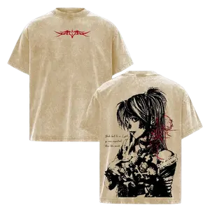 Misa Amane Death Note T-Shirt, Vintage Washed Gothic Anime Graphic Tee, Dark Aesthetic Oversized Unisex Streetwear Shirt for Fans