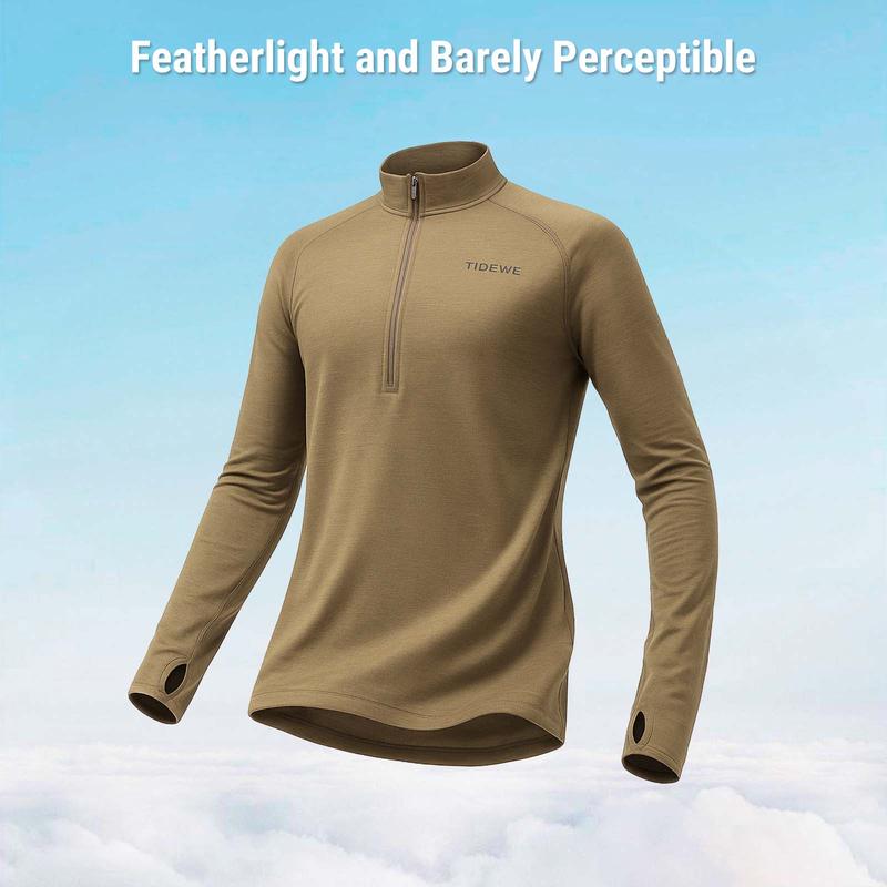 TideWe Merino Wool 200 Hunting Base Layer for Men – Warm, Breathable Long Sleeve Shirt for Cold Weather