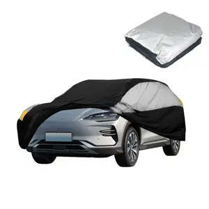 Universal SUV & sedan Car Cover for Automobiles All Weather Waterproof, dustproof and sunproof - 170T Oxford (black-silver)