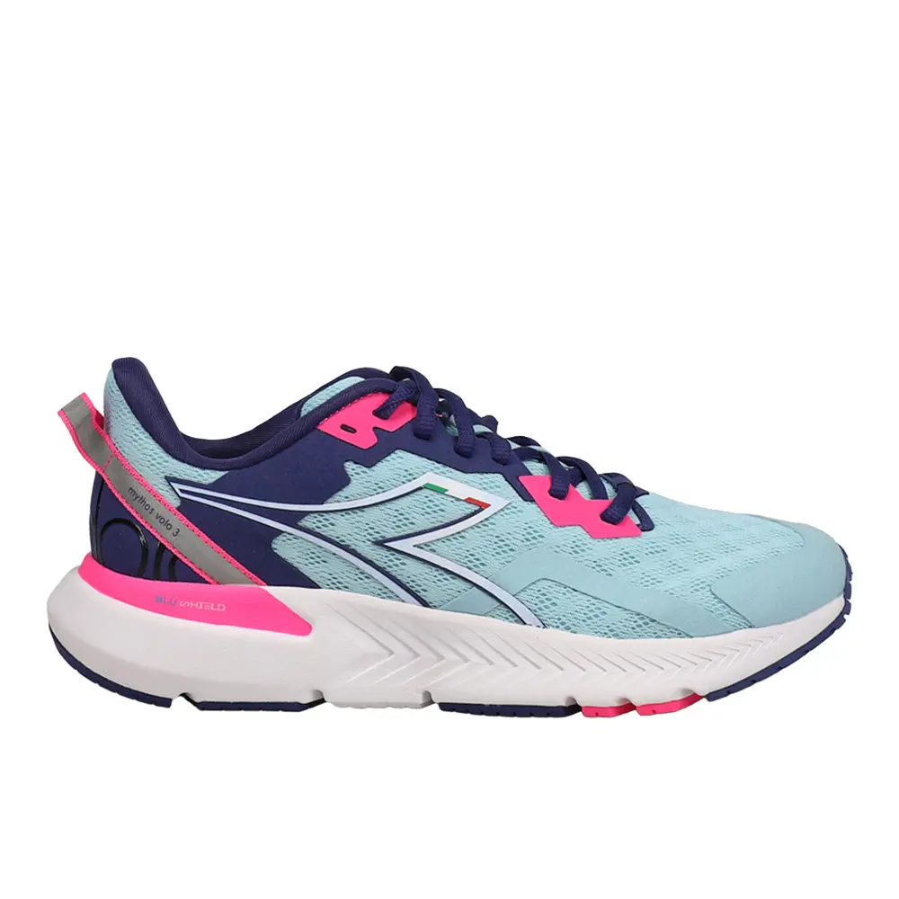 diadora Womens Mythos Blushield Volo 3 Running Sneakers Shoes - Blue, Pink