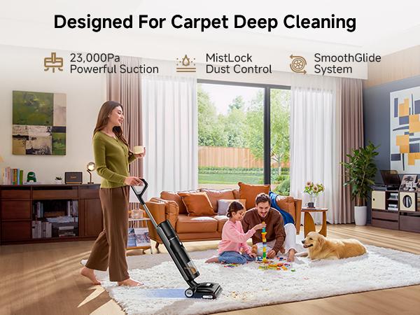 DREAME H15 Pro CarpetFlex Cordless Vacuum Mop, Wet Dry Vacuum Cleaner with Dual Brushes for Hard Floors & Carpet, Tangle-Free Hair-Cutting, 23kPa Suction, 180° Lie-Flat Floor Washer, 194°F Fast Drying
