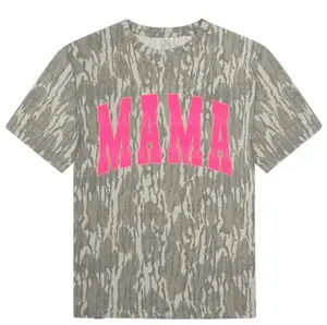 Pink Mama Mossy Oak Bottomland Camo 3D Shirt – Washout Turkey Track Graphic T-Shirt, Realistic Print Tee, Unisex Streetwear