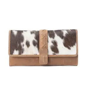 Wind ride wallet in black & white cowhide